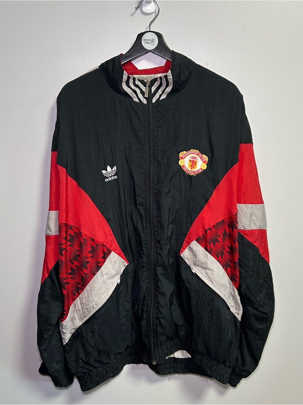 adidas Black and Red Manchester United Windbreaker Jacket